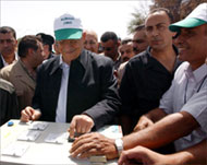 Mahmud Abbas inaugurating awater well: self-rule at last?
