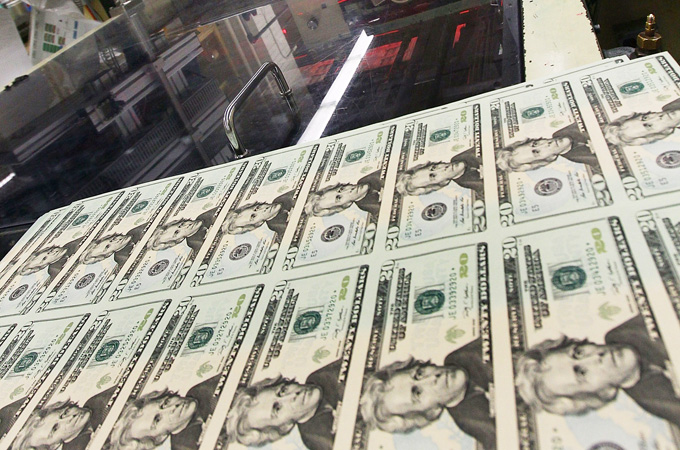 Sheet of $20 bills