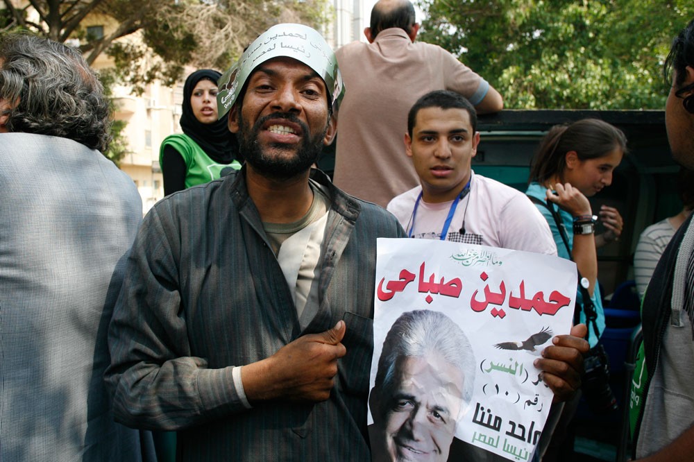 Hamdeen Sabahi campaigns in Cairo