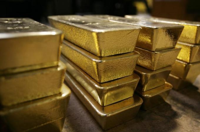 Gold bars are pictured on April 6, 2009