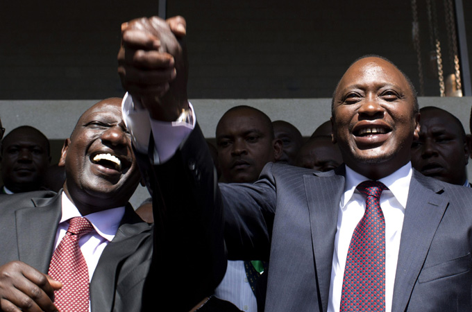 President-elect Uhuru Kenyatta greets his supporters