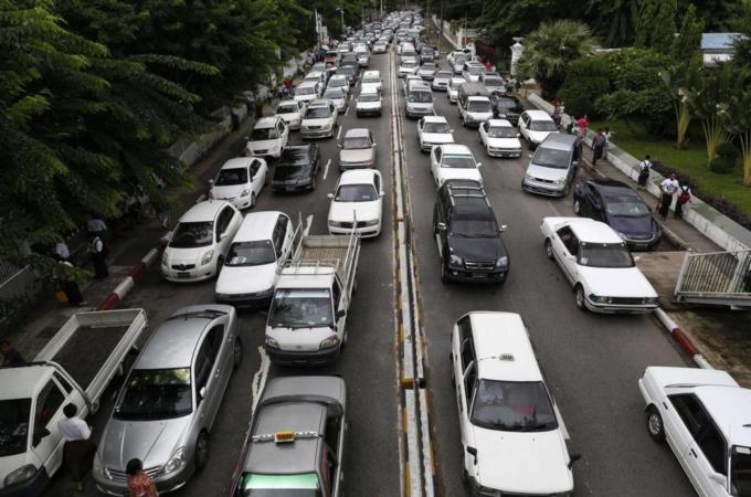 The number of vehicles in Yangon has nearly doubled since 2007 [Reuters]