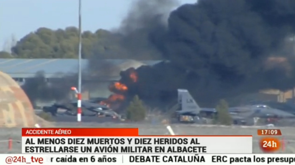 Greek F-16 fighter jet crashes in Spain Nato