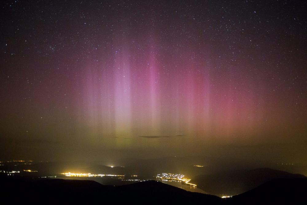 The Northern Lights (Aurora borealis) above Pilisszentkereszt,