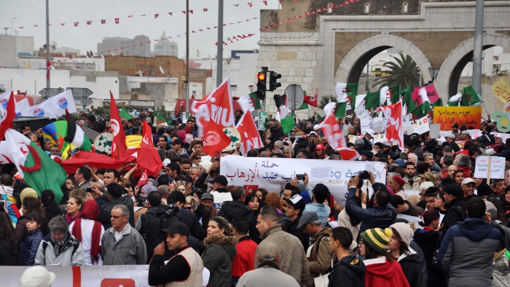 People gather in anti-terror anti-capitalist demonstration