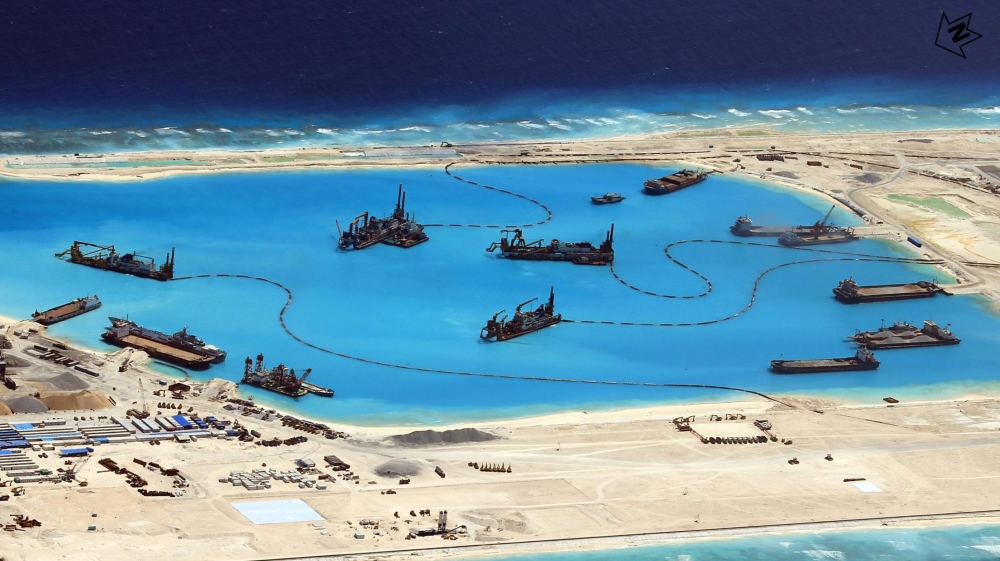 Construction by China at Kagitingan Reef in the disputed Spratley Islands in the South China Sea [EPA] 