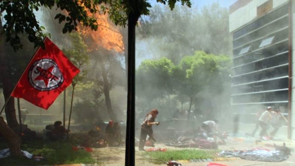 The moment and the aftermath of the attack were captured by cameras [EPA]
