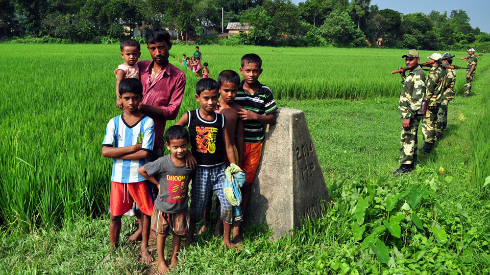 Border Pillar 2058, one of many demarcating India's 4,096-kilometre border with Bangladesh [Pinaki Das/Al Jazeera] 