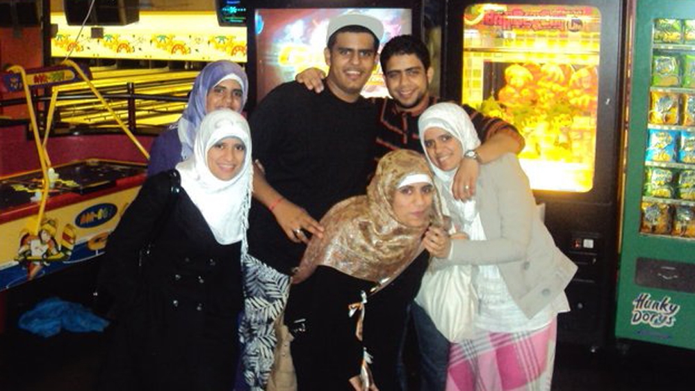 Ibrahim's siblings have been campaigning for their brother's release. They protested outside the Egyptian embassy in Ireland for his 20th birthday [Courtesy of Somaia Halawa]