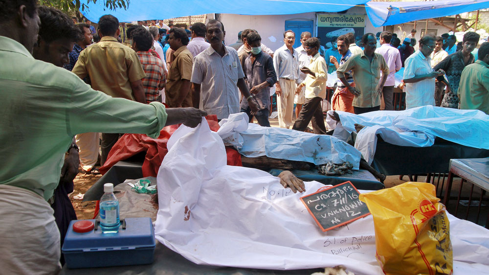 Kerala's Home Minister Ramesh Chennithala told Reuters news agency that 60 of the 100 dead had been identified  [Sivaram/Reuters]