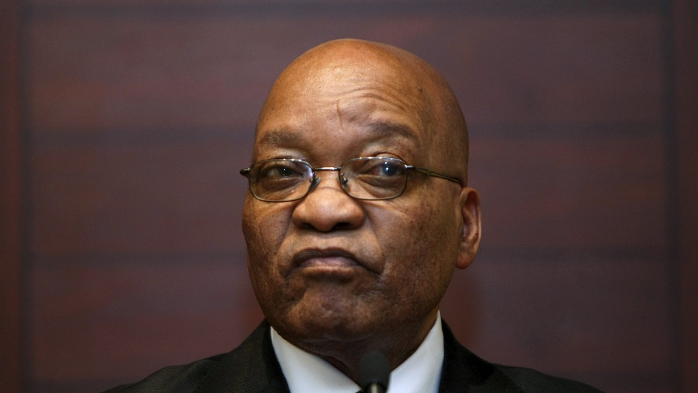 File photo of South African President Jacob Zuma listening at a news conference in Cape Town