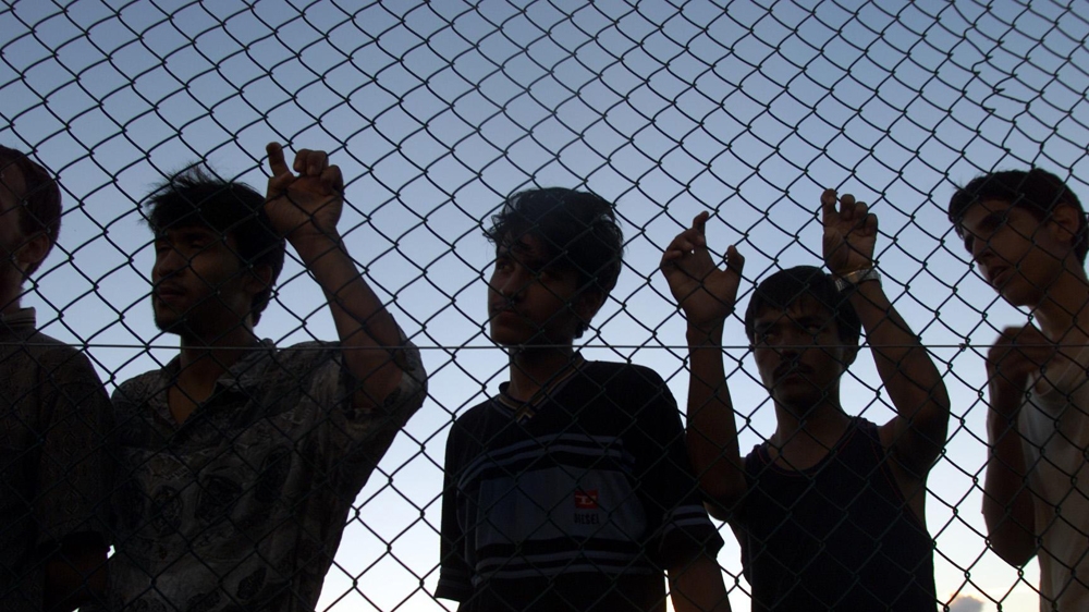 Asylum seekers at a detention centre in Nauru