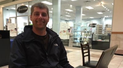 Bryan Branscomb would vote for Sanders if he could [Teresa Krug/Al Jazeera]