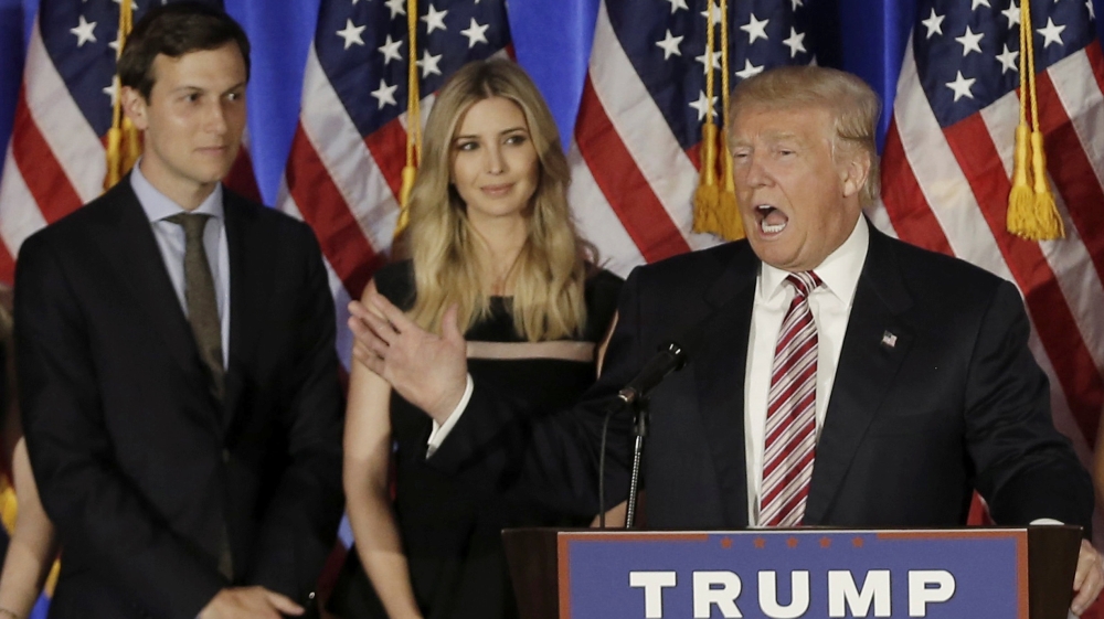 FILE PICTURE: Donald Trump speaks at a campaign in Briarcliff Manor, New York
