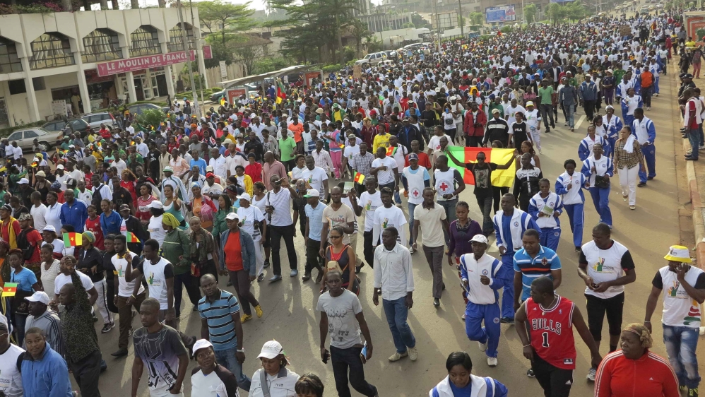 Protesters march to protest against Boko Haram and support the Cameroon army in Yaounde