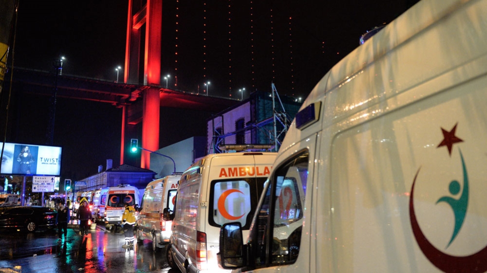 Ambulances lined the streets after the gun attack on Reina [EPA]