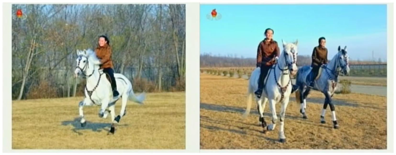 From left to right: Kim Yo-jong in 2012; Kim Yo-jong (left) with Kim Kyong-hui, also known as Madame Kim. [NK Leadership Watch/KCTV]