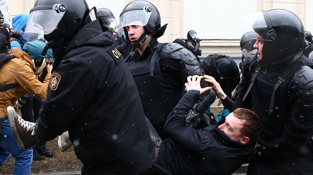 The protests were triggered by a tax on the unemployed, which the government has since suspended [Vasily Fedosenko/Reuters]