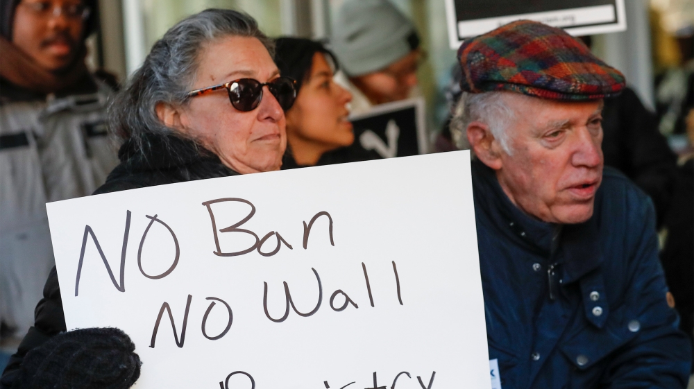 protest against President Donald Trump''s revised travel ban in Chicago