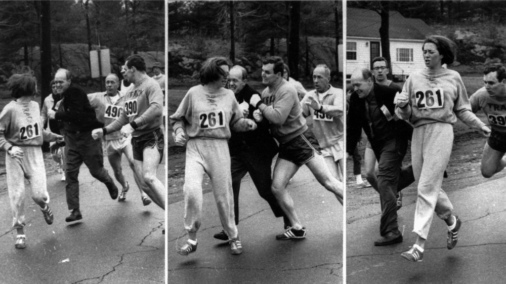 Switzer's boyfriend shoved the official who tried to stop her from running to the ground [Boston Herald]
