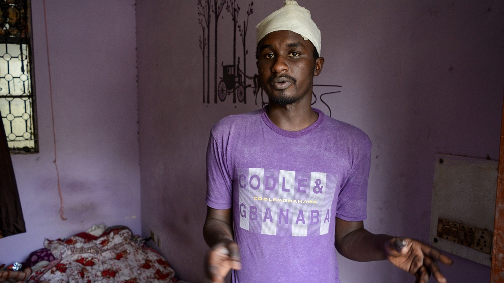 Twenty-four-year-old Imran Uba recounts the racist attack he endured in India [Maya Prabhu/Al Jazeera]
