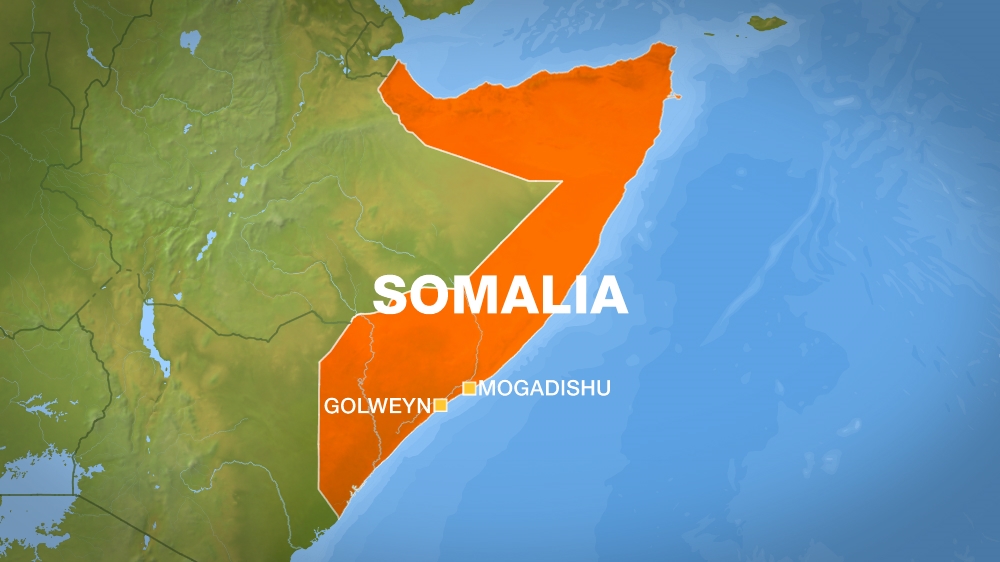 Somalia map showing mogadishu and golweyn village