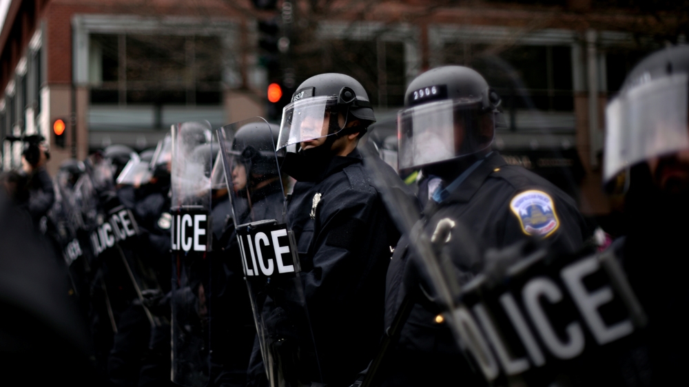 Trump inauguration day protest - police