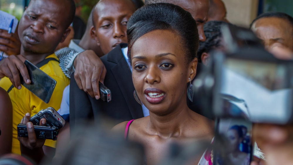 Diane Shima Rwigara speaks to the media in Kigali