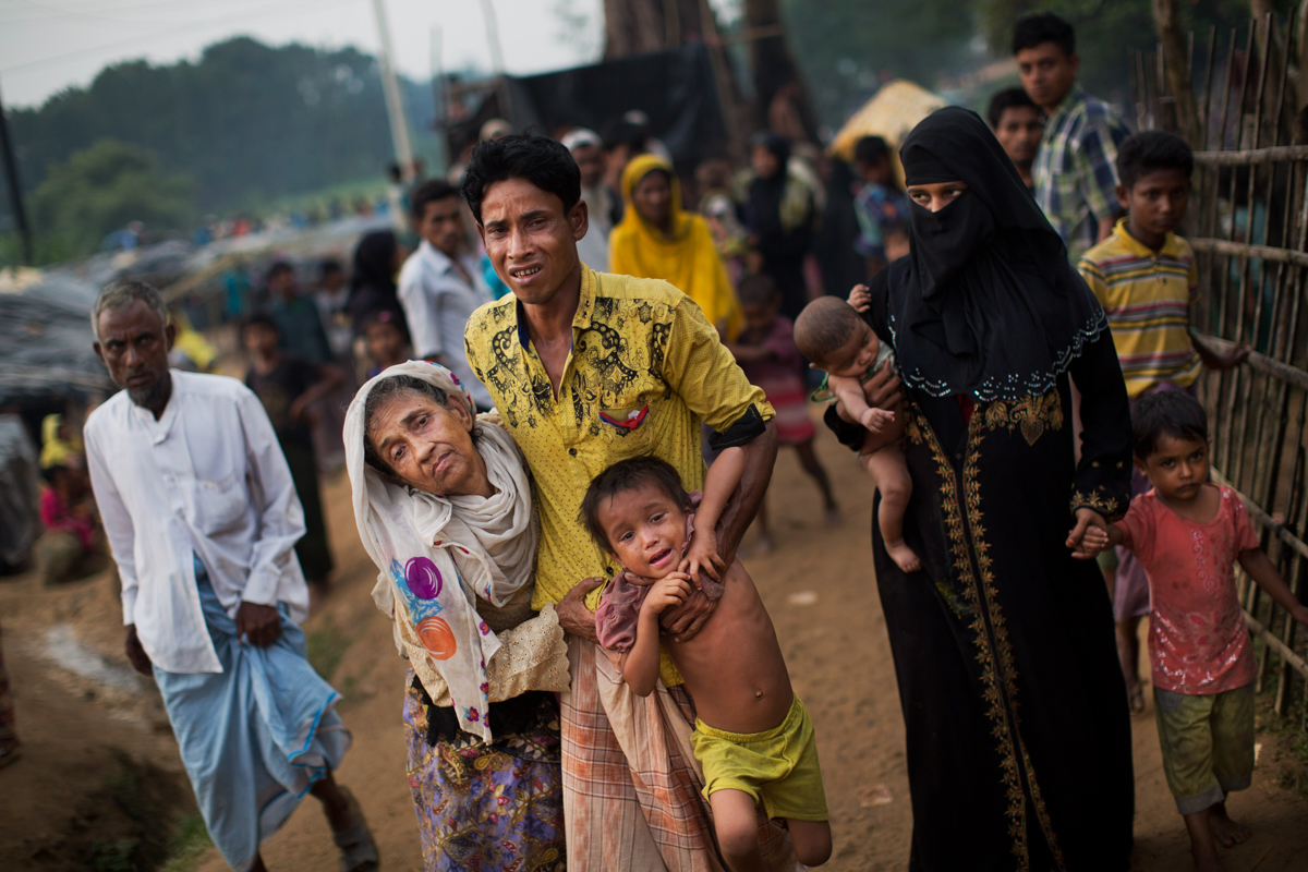 Rohingya Muslims fleeing violence.