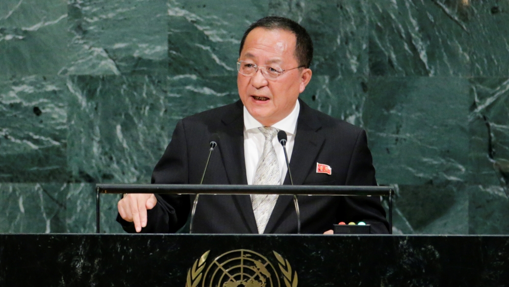 North Korean Foreign Minister Ri Yong-ho addresses the 72nd United Nations General Assembly at U.N. headquarters in New York