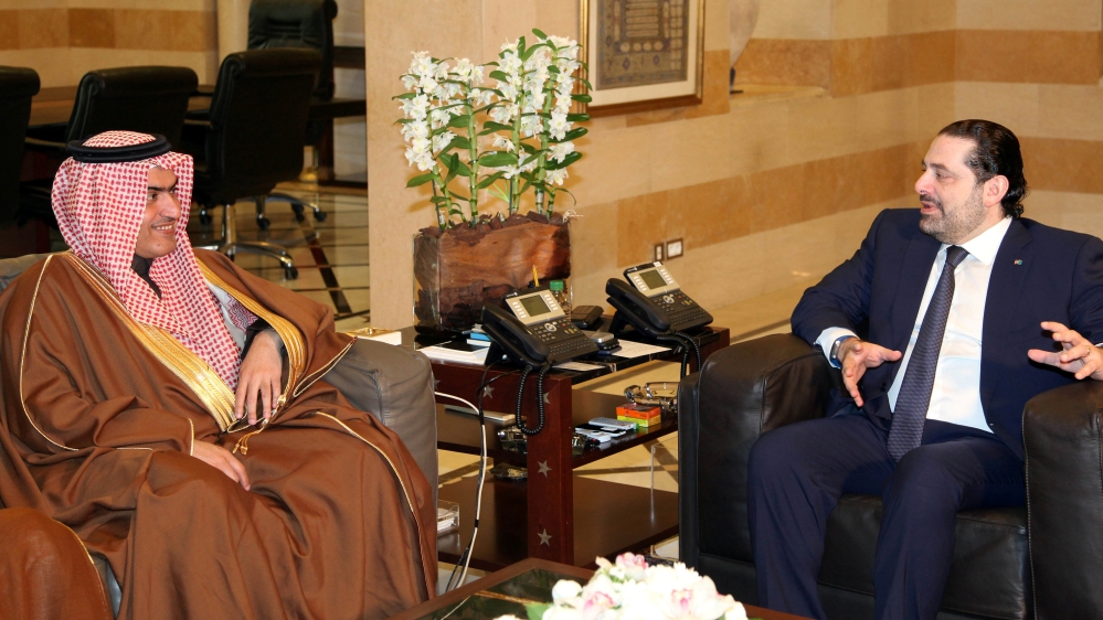 Lebanon''s Prime Minister Saad al-Hariri meets with Saudi Arabia''s Arab Gulf Affairs Minister Thamer al-Sabhan in Beirut