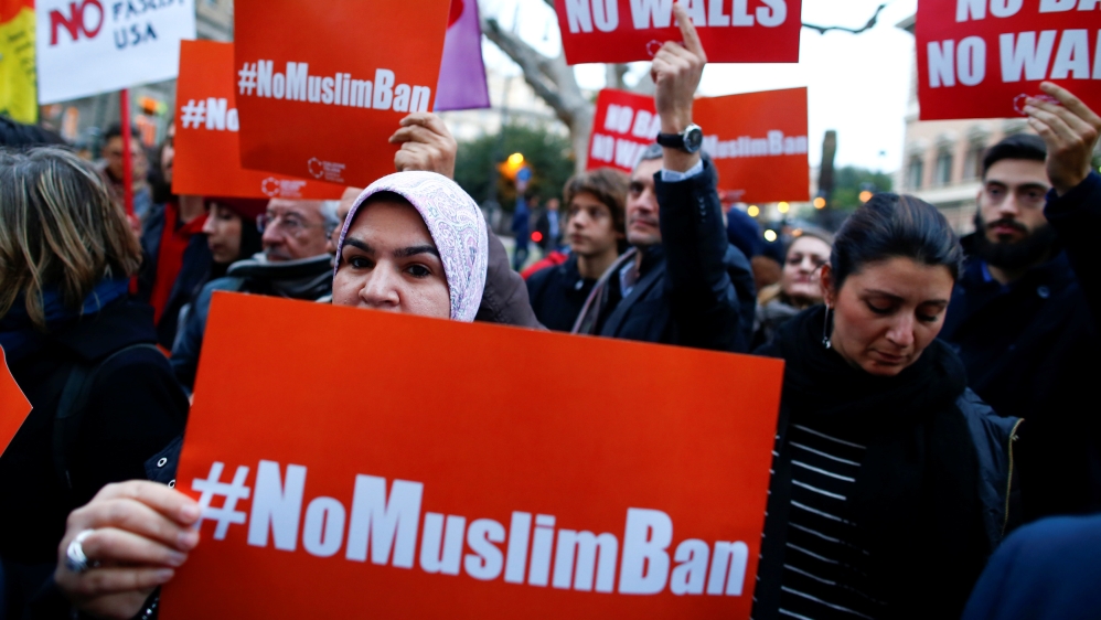 People protest Trump’s first iteration of the travel ban