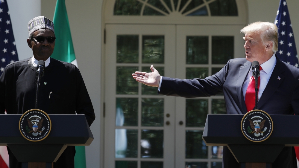 buhari trump presser Reuters