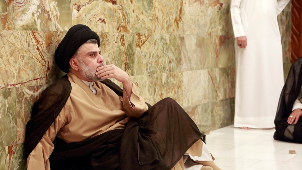 Iraqi Shia leader Muqtada al-Sadr cast his vote for the parliamentary election at a polling station in Najaf [Reuters]