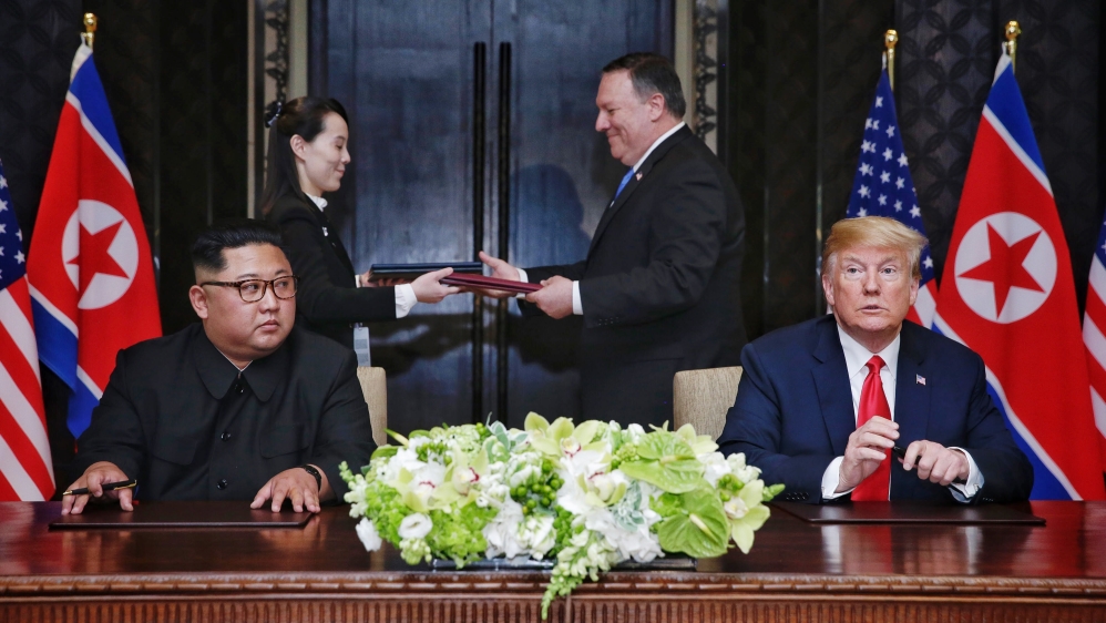 U.S. President Trump meets North Korean Leader Kim Jong-un In Singapore