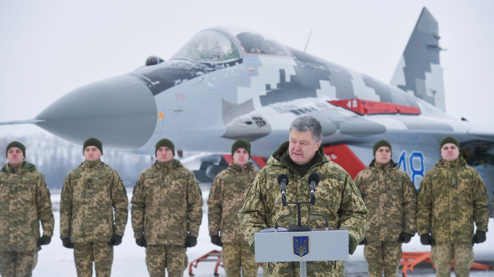 Ukraine''s President Poroshenko visits a Ukrainian Armed Forces airbase in Vasylkiv