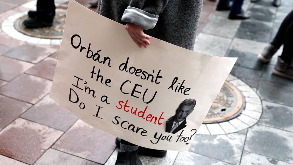 Rally for Soros-founded Central European University CEU
