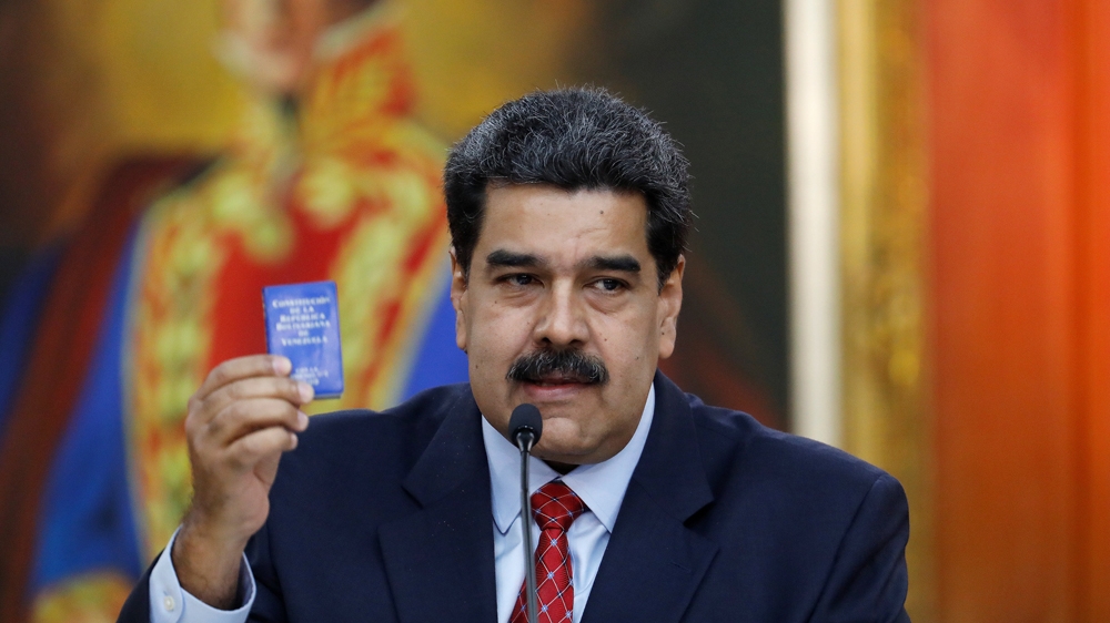 President Maduro speaks during a news conference at Miraflores Palace in Caracas [Reuters]
