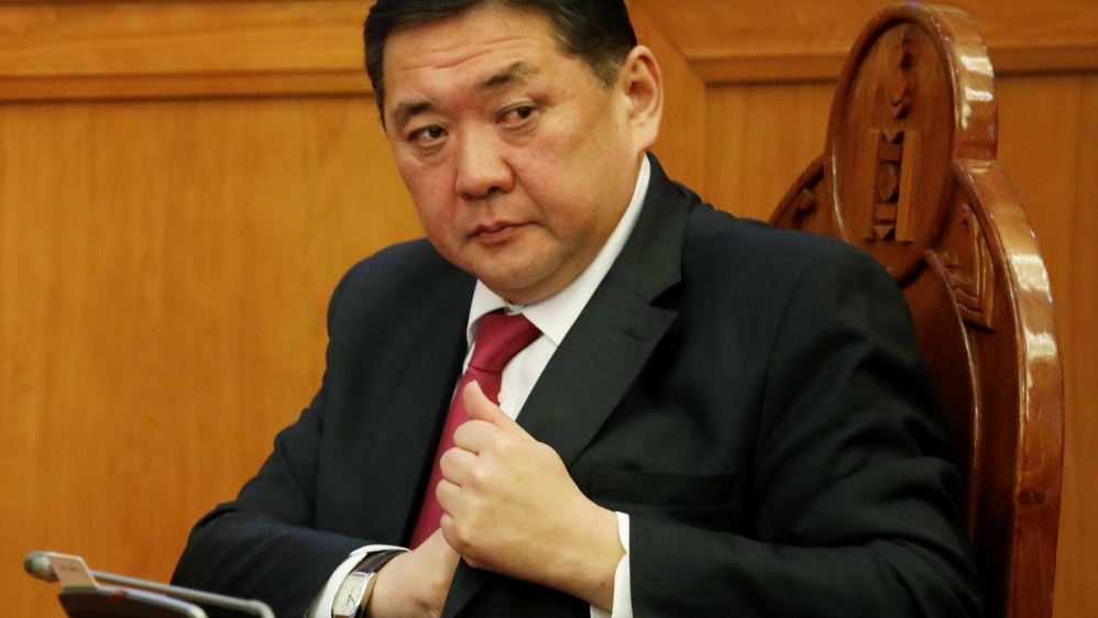 Mongolia''s parliamentary speaker Enkhbold Miyegombo attends a parliament session at the State Great Khural in Ulaanbaatar