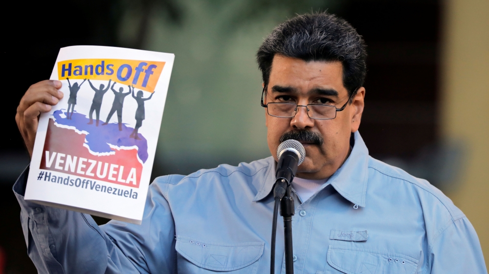 Venezuela's President Nicolas Maduro threating opposition leader Guaido with facing the courts [File:Carlos Barria/Reuters] 