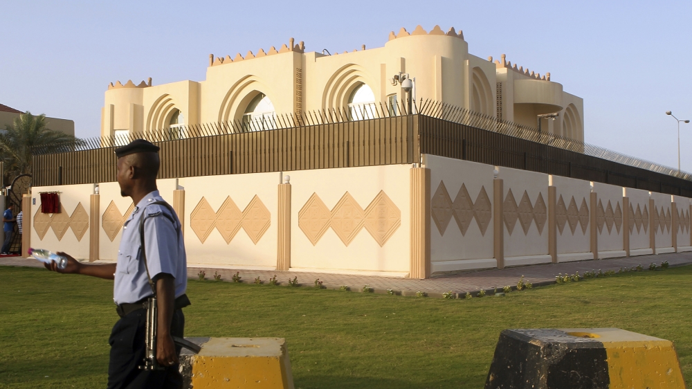 This June 18, 2013, file photo shows a the Taliban office before the official opening in Doha, Qatar. A senior Taliban official, an Afghan diplomat and a Pakistani official said Saturday, Oct. 22, 201