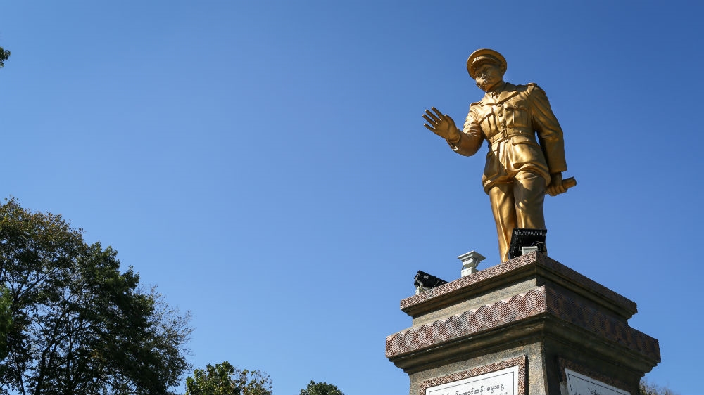 A statue of General Aung San, Myanmar's independence hero [Victoria Milko/Al Jazeera]
