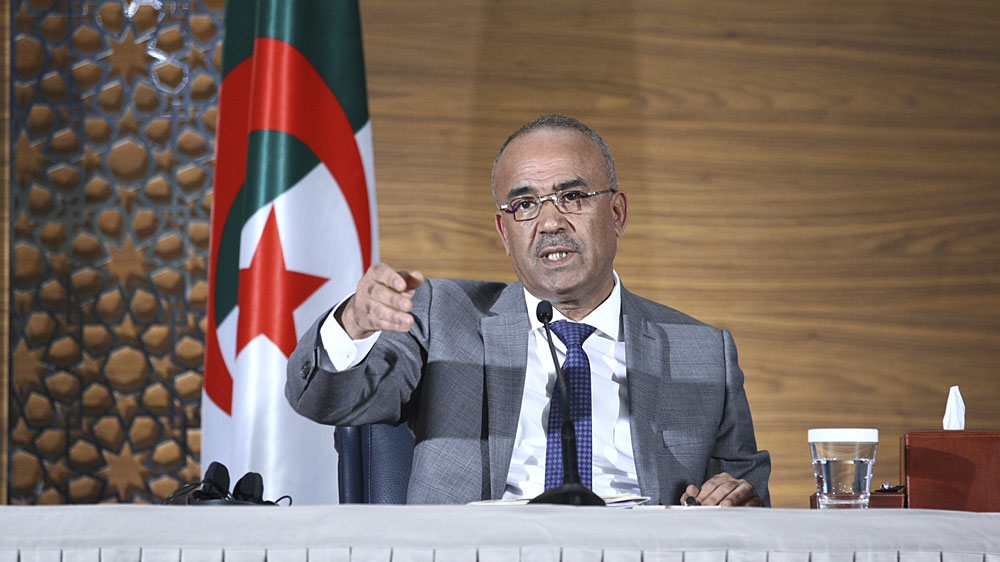 Noureddine Bedoui addresses media, in Algiers