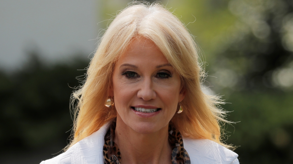 White House Counselor Kellyanne Conway arrives to discuss the release of Special Counsel Robert Mueller''s report in Washington