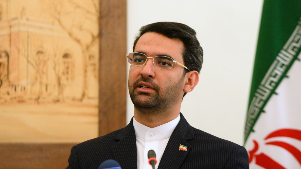 Turkish Transport and Infrastructure Minister Mehmet Cahit Turhan in Iran- - TEHRAN, IRAN - APRIL 29: Minister of Information and Communications Technology of Iran Mohammad-Javad Azari Jahromi and Tur