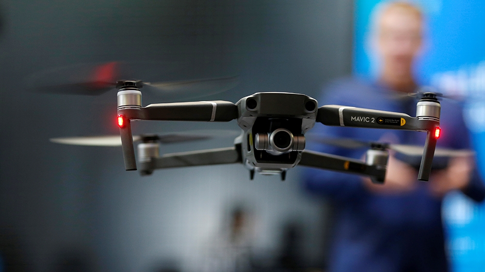 DJI drone in air at CES Las Vegas