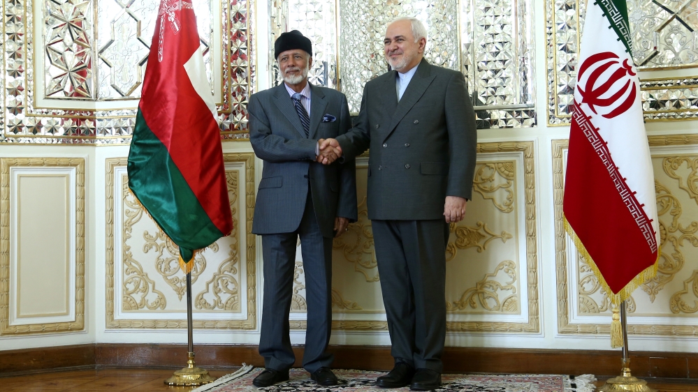 Oman''s Minister of State for Foreign Affairs Yousuf bin Alawi bin Abdullah shakes hands with Iran''s Foreign Minister Mohammad Javad Zarif in Tehran