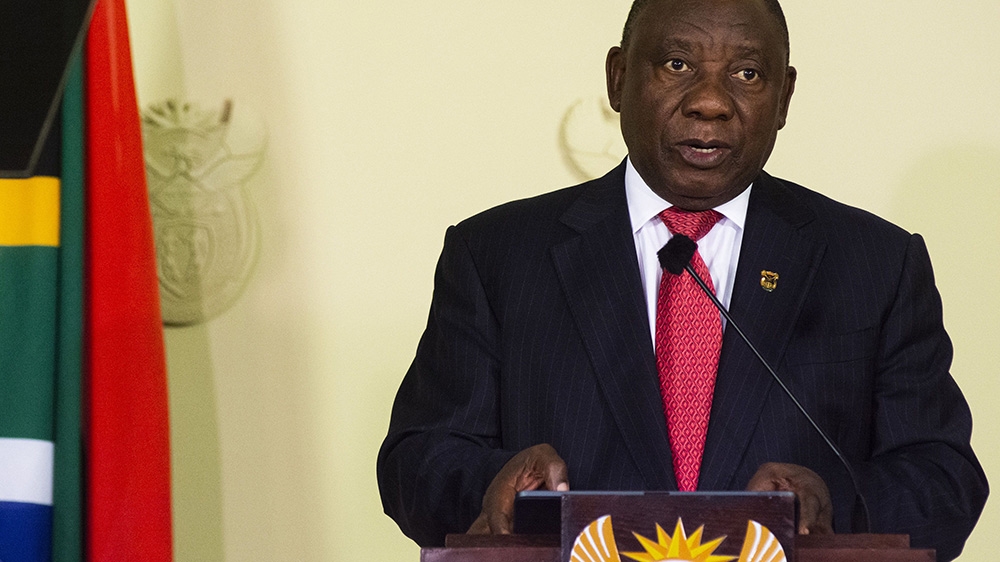 Cyril Ramaphosa announcing new Cabinet