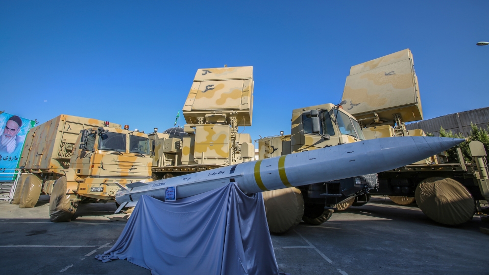 Bavar-373 system is displayed on the National Defence Industry Day in Tehran
