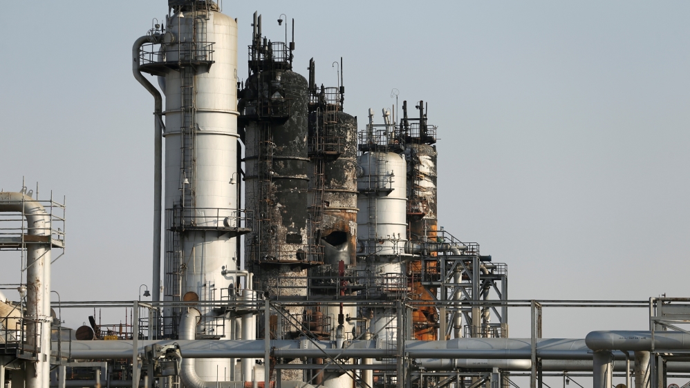 View of the damaged site of Saudi Aramco oil facility in Abqaiq, Saudi Arabia, September 20, 2019